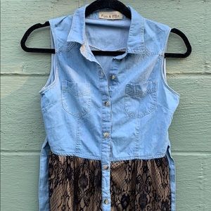 3/$15!!  Denim and Lace Button Up Dress